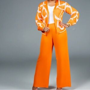 Orange knit pants set